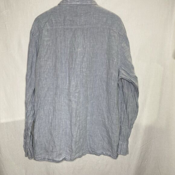 JACHS 100% Linen Shirt Button Front Long Sleeve Blouse Womens XL Light Blue - Picture 3 of 9